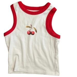 Women’s White & Red Cherry Tank Top